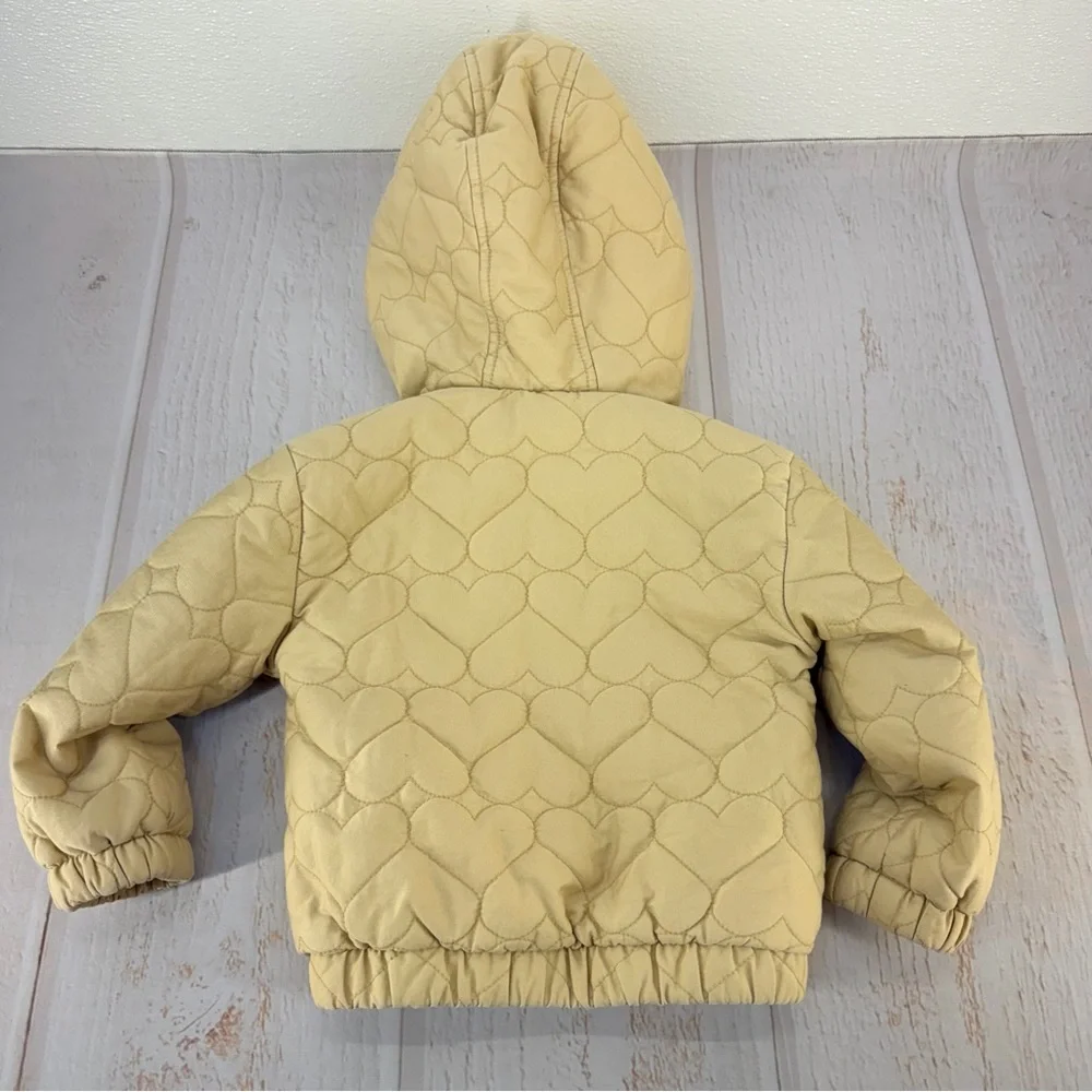 Old Navy‎ Toddler Quilted Hooded Jacket 3T Cream Fleece Lined
